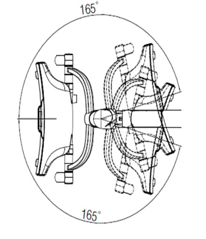 詳細サイズ・ヘッドアームの可動範囲